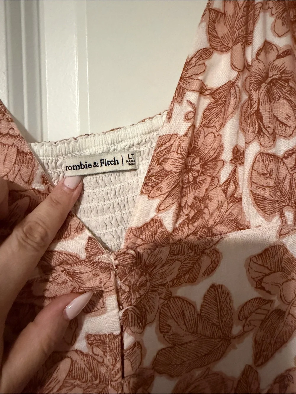 Abercrombie & Fitch Dusty rust Floral V-Neck Spaghetti Strap Maxi Dress